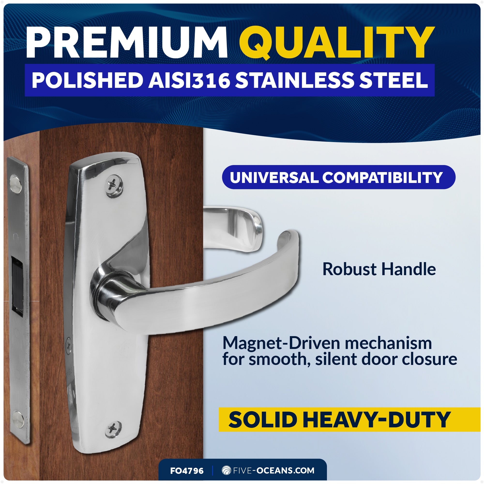 Magnetic Door Latch Lock Set, Stainless Steel - FO4796