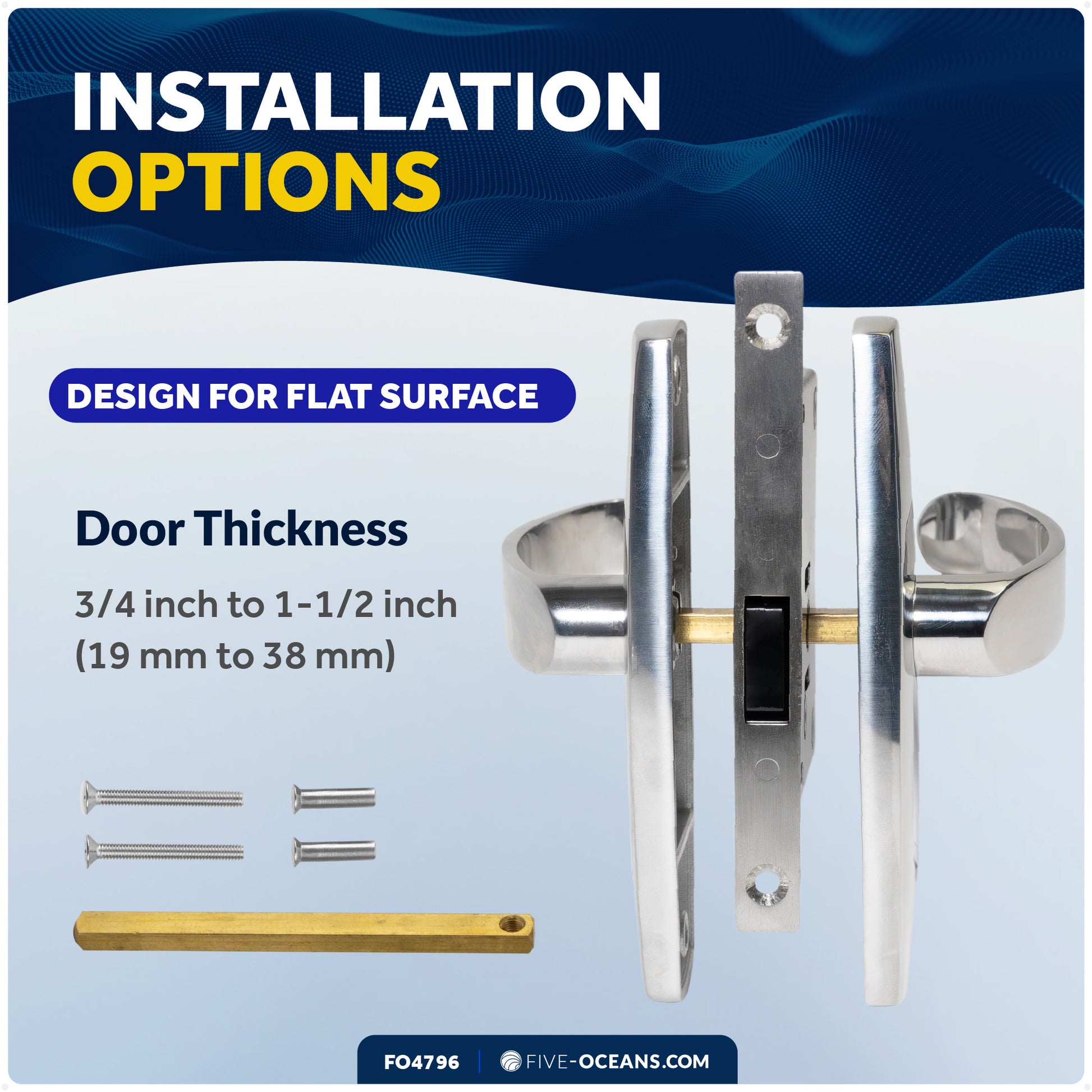 Magnetic Door Latch Lock Set, Stainless Steel - FO4796 - Five Oceans