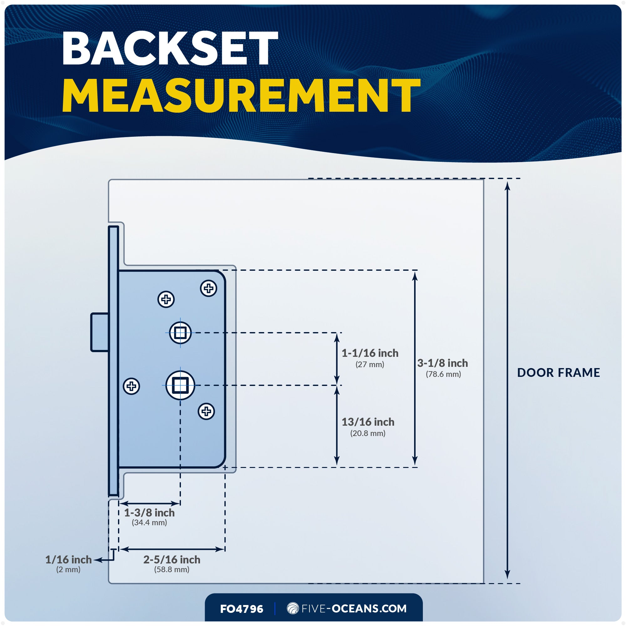 Magnetic Door Latch Lock Set, Stainless Steel - FO4796 - Five Oceans