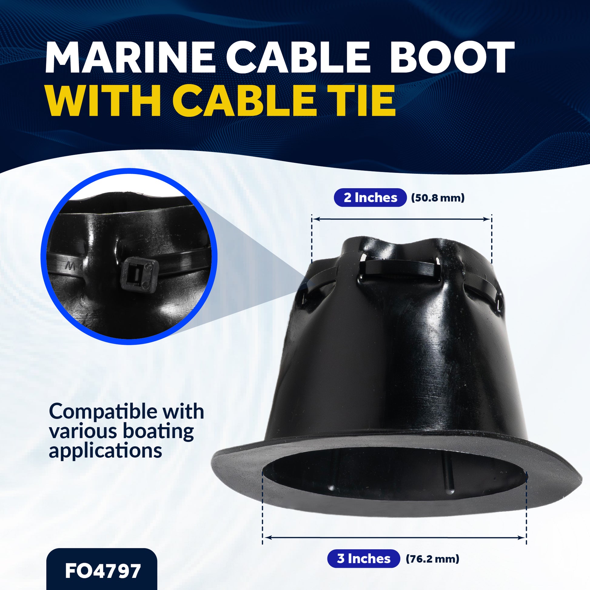 Marine Cable Boot with Cable Tie - FO4797 - Five Oceans