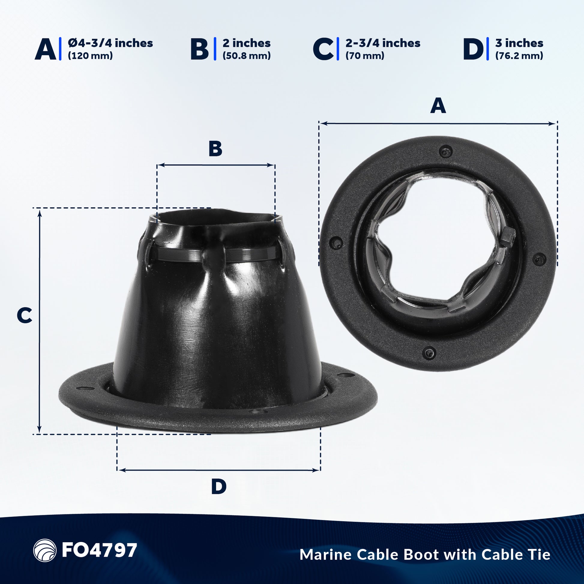 Marine Cable Boot with Cable Tie - FO4797 - Five Oceans