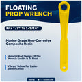 Universal Floating Prop Wrench Kit with Multiple Sockets, Yellow - FO4798 - Five Oceans