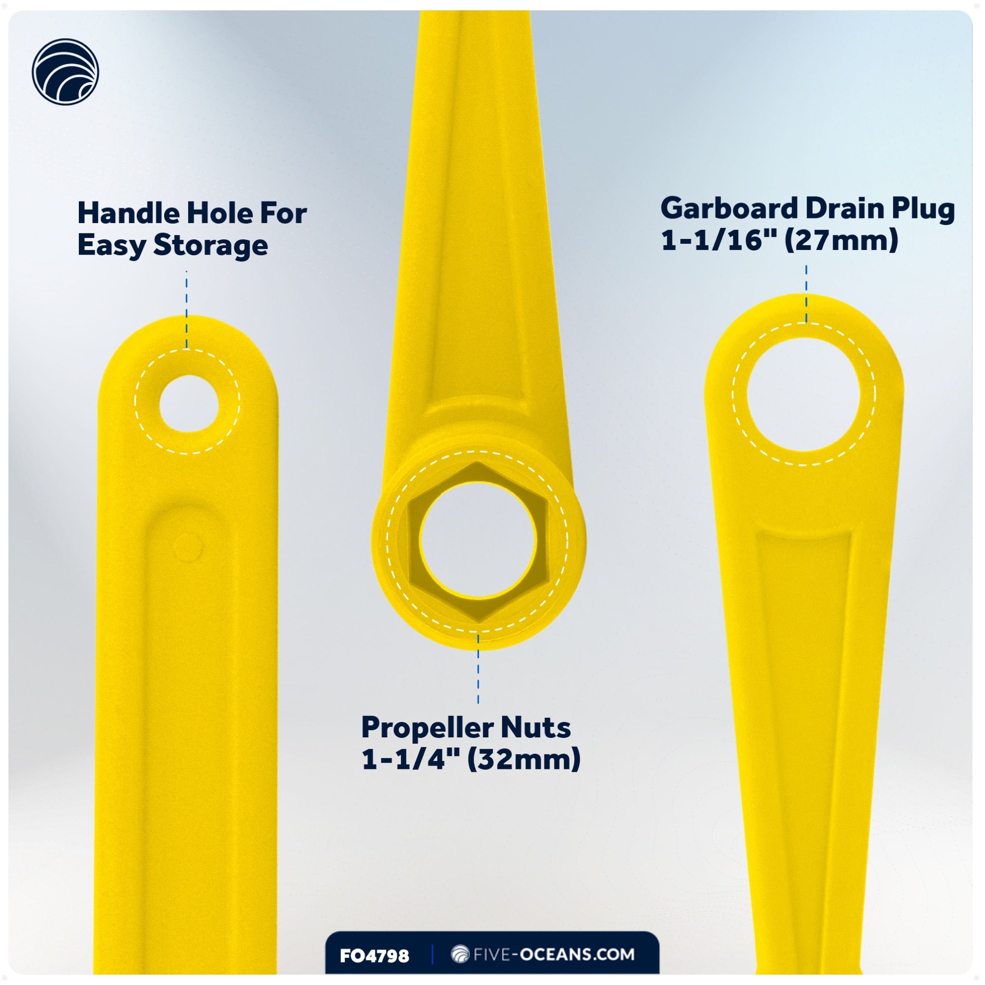 Universal Floating Yellow Prop Wrench Kit with Multiple Sockets - FO4798 - Five Oceans