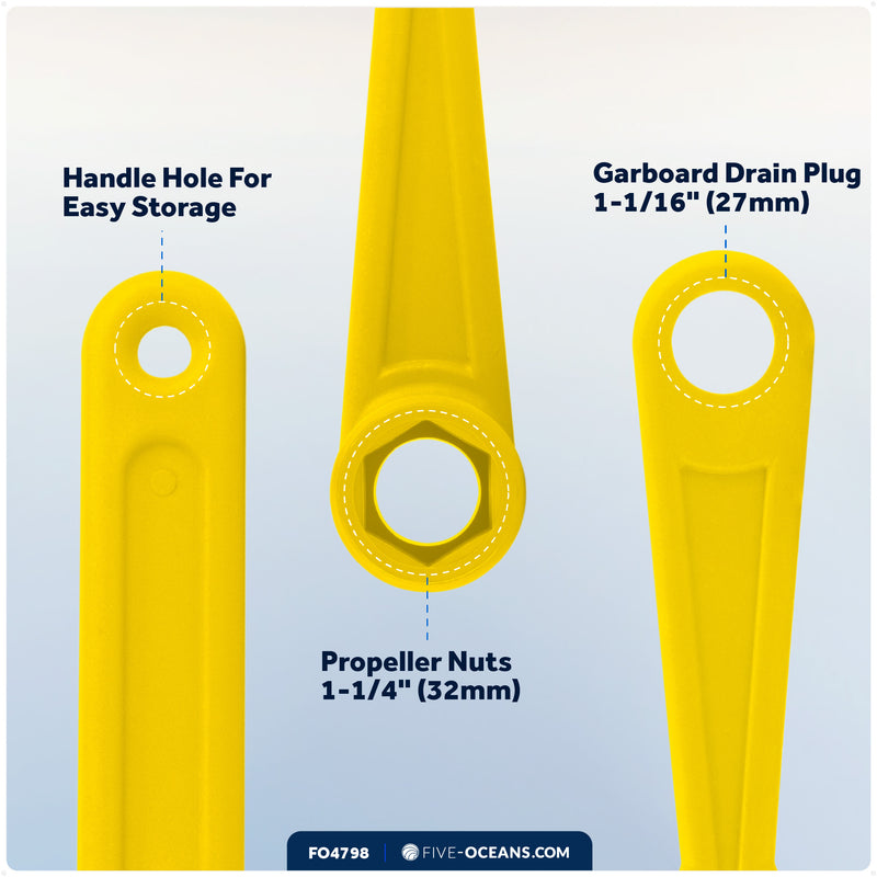 Universal Floating Prop Wrench Kit with Multiple Sockets, Yellow - FO4798 - Five Oceans