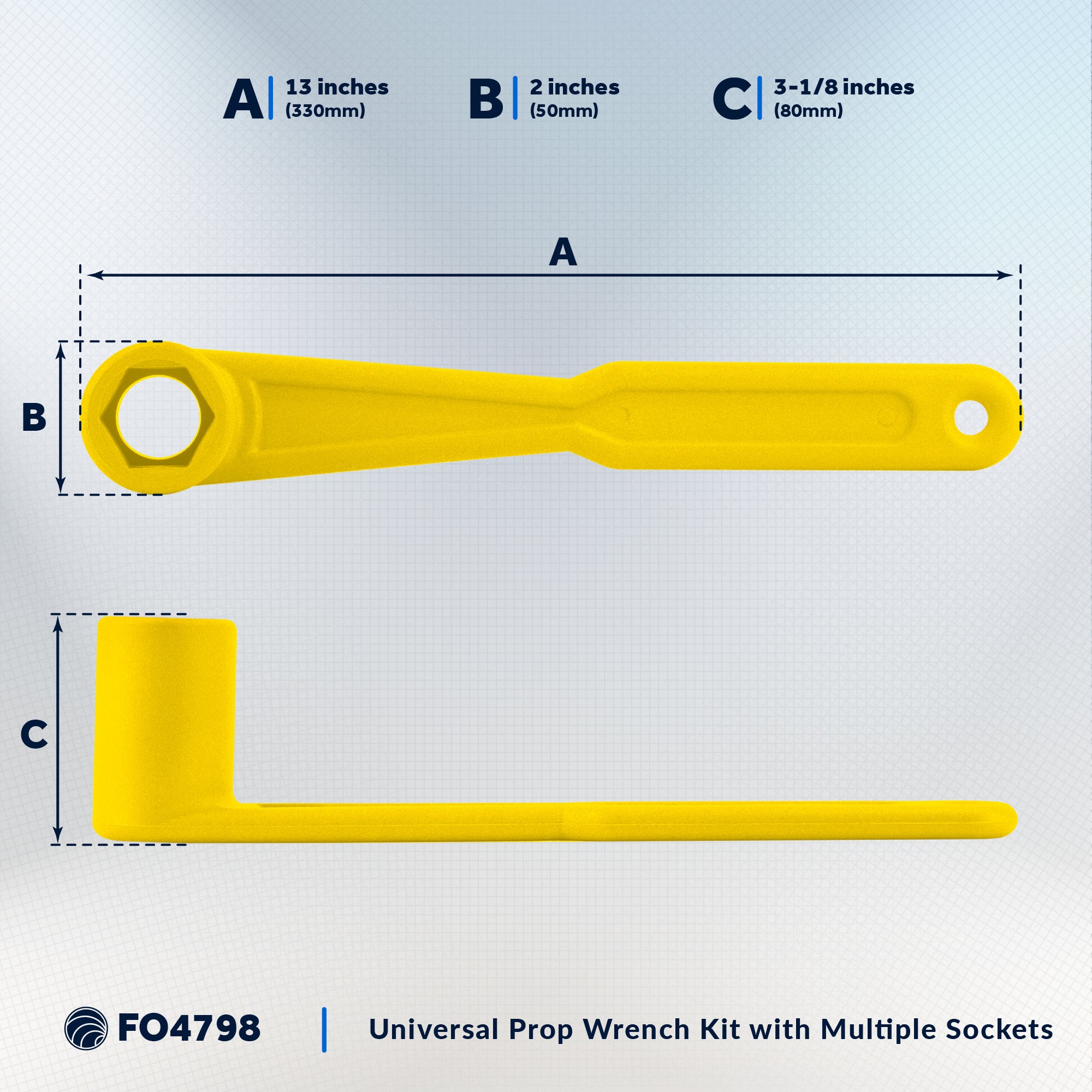 Universal Floating Yellow Prop Wrench Kit with Multiple Sockets - FO4798 - Five Oceans