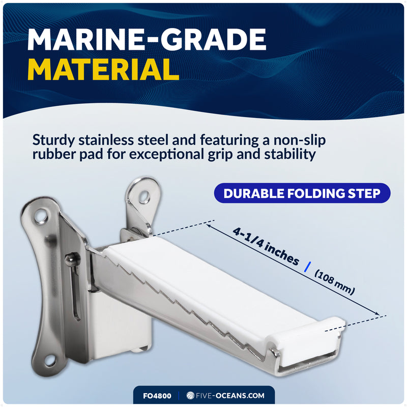 Folding Mast Step, Stainless Steel with Rubber Pad - FO4800 - Five Oceans
