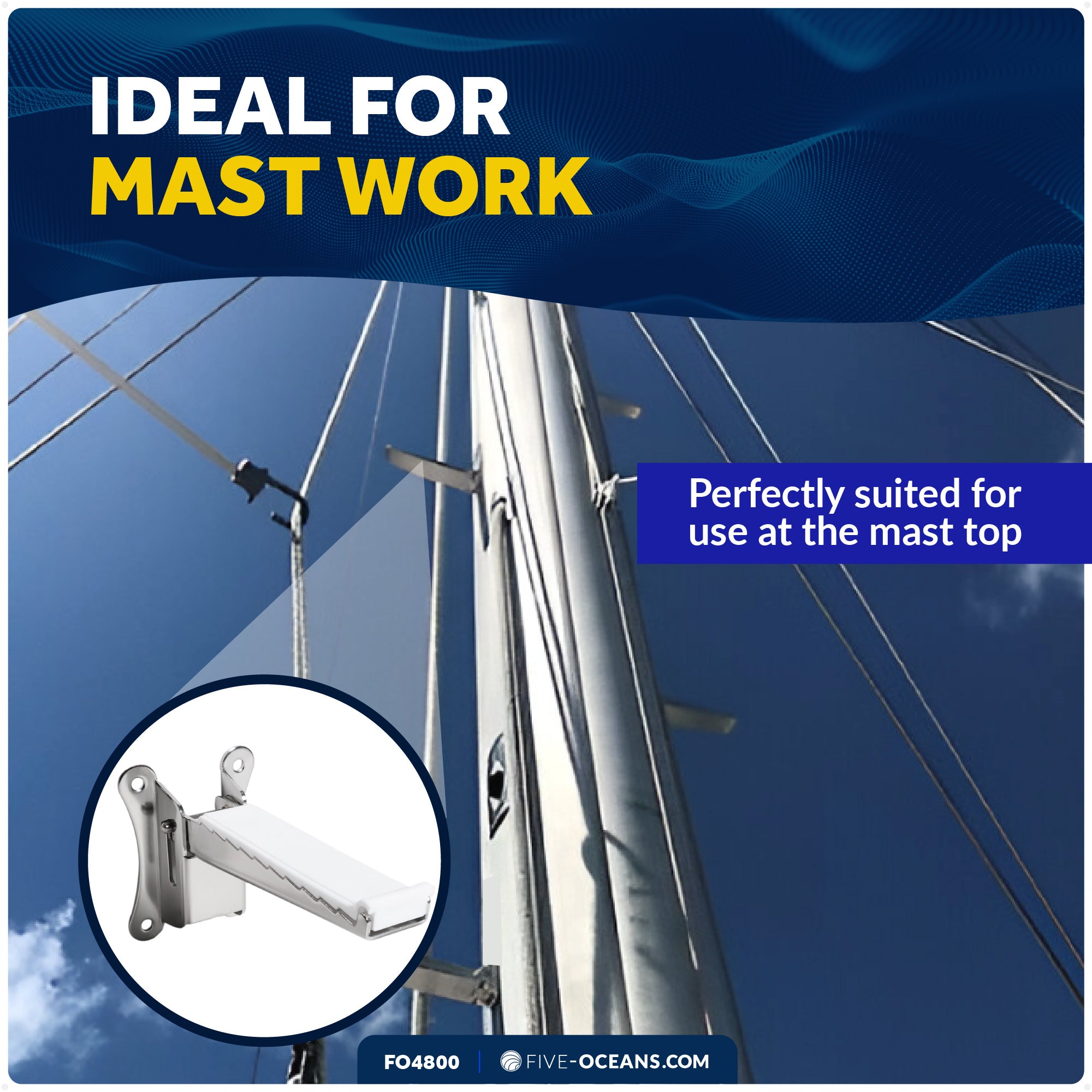 Folding Mast Step with Rubber Pad - FO4800