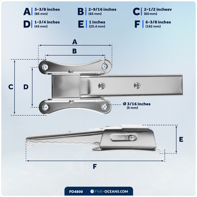 Folding Mast Step, Stainless Steel with Rubber Pad - FO4800 - Five Oceans