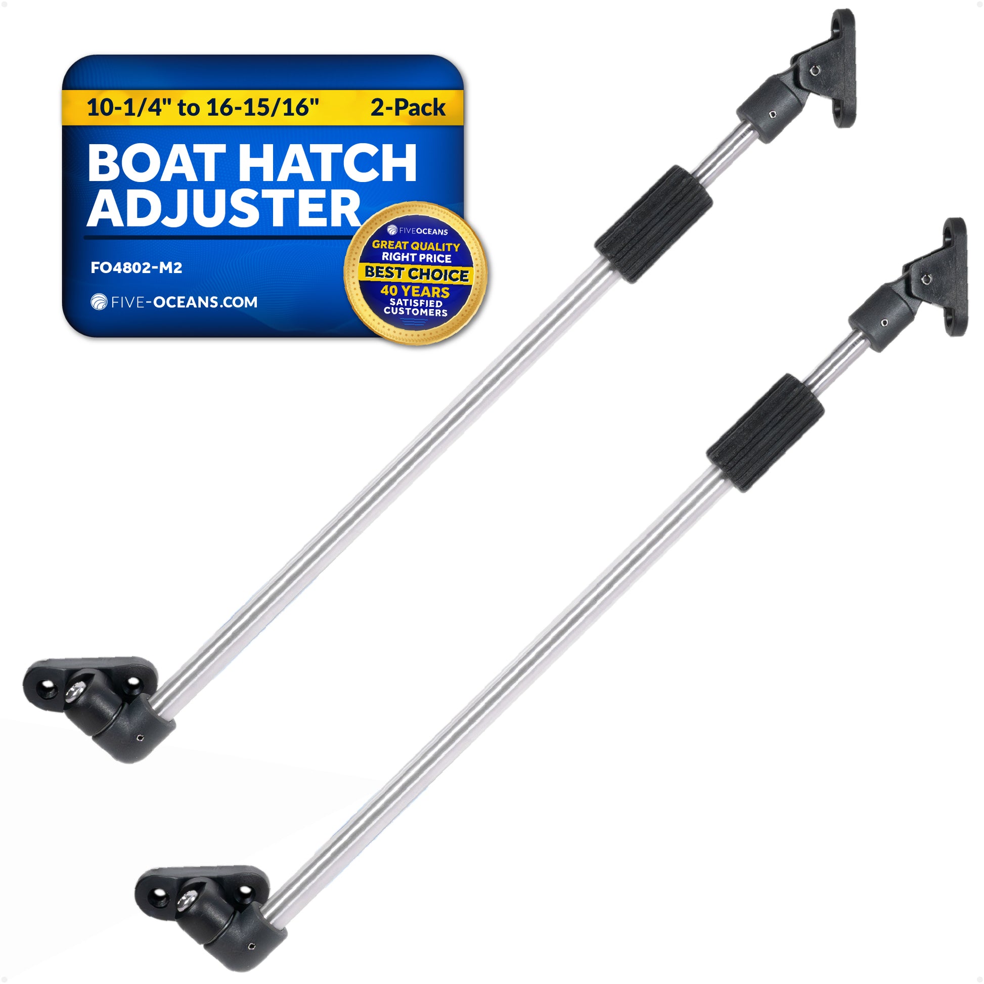 Stainless Steel Boat Hatch Lid Support, 10-1/4" to 16-15/16" (260mm-430mm), 1/2" (13mm) Tube Diameter, 2-Pack - FO4802-M2 - Five Oceans