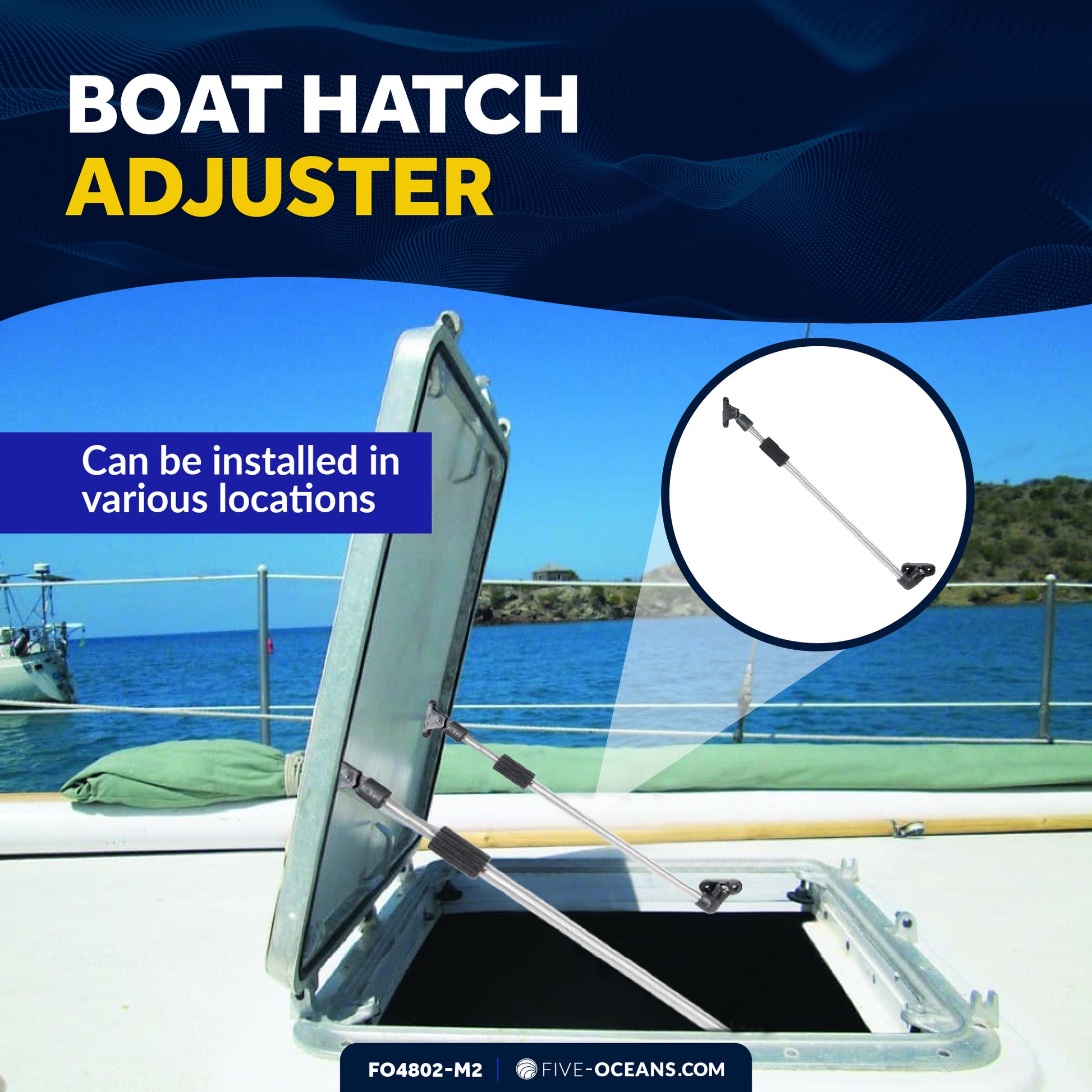 Stainless Steel Boat Hatch Lid Support, 10-1/4" to 16-15/16" (260mm-430mm), 1/2" (13mm) Tube Diameter, 2-Pack - FO4802-M2 - Five Oceans