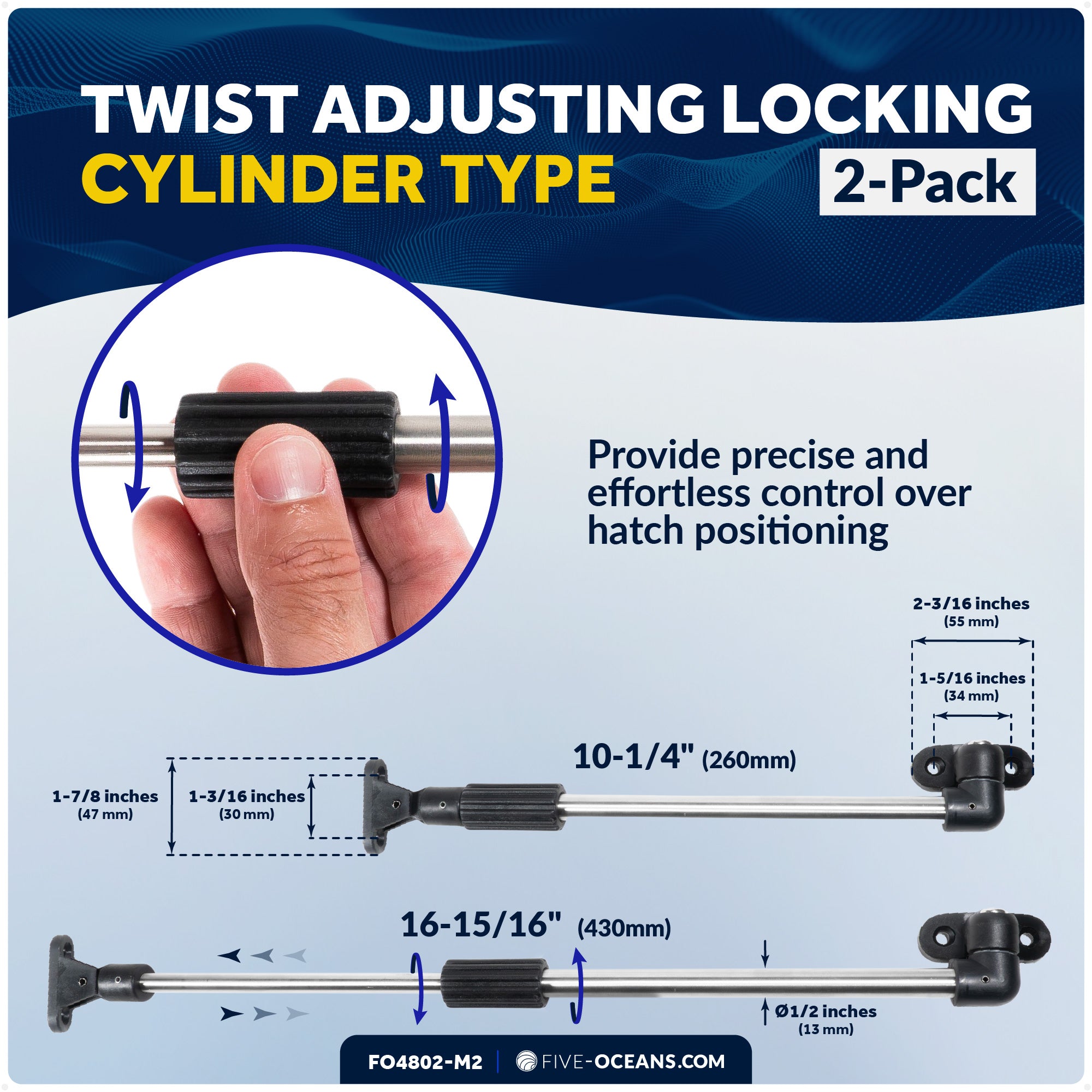 Hatch Lid Support, Extends 10-1/4" to 16-15/16", 2-Pack - FO4802-M2