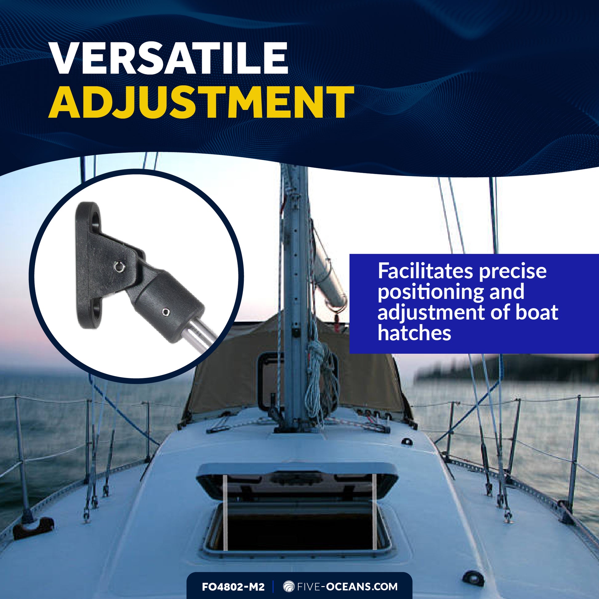 Stainless Steel Boat Hatch Lid Support, 10-1/4" to 16-15/16" (260mm-430mm), 1/2" (13mm) Tube Diameter, 2-Pack - FO4802-M2 - Five Oceans