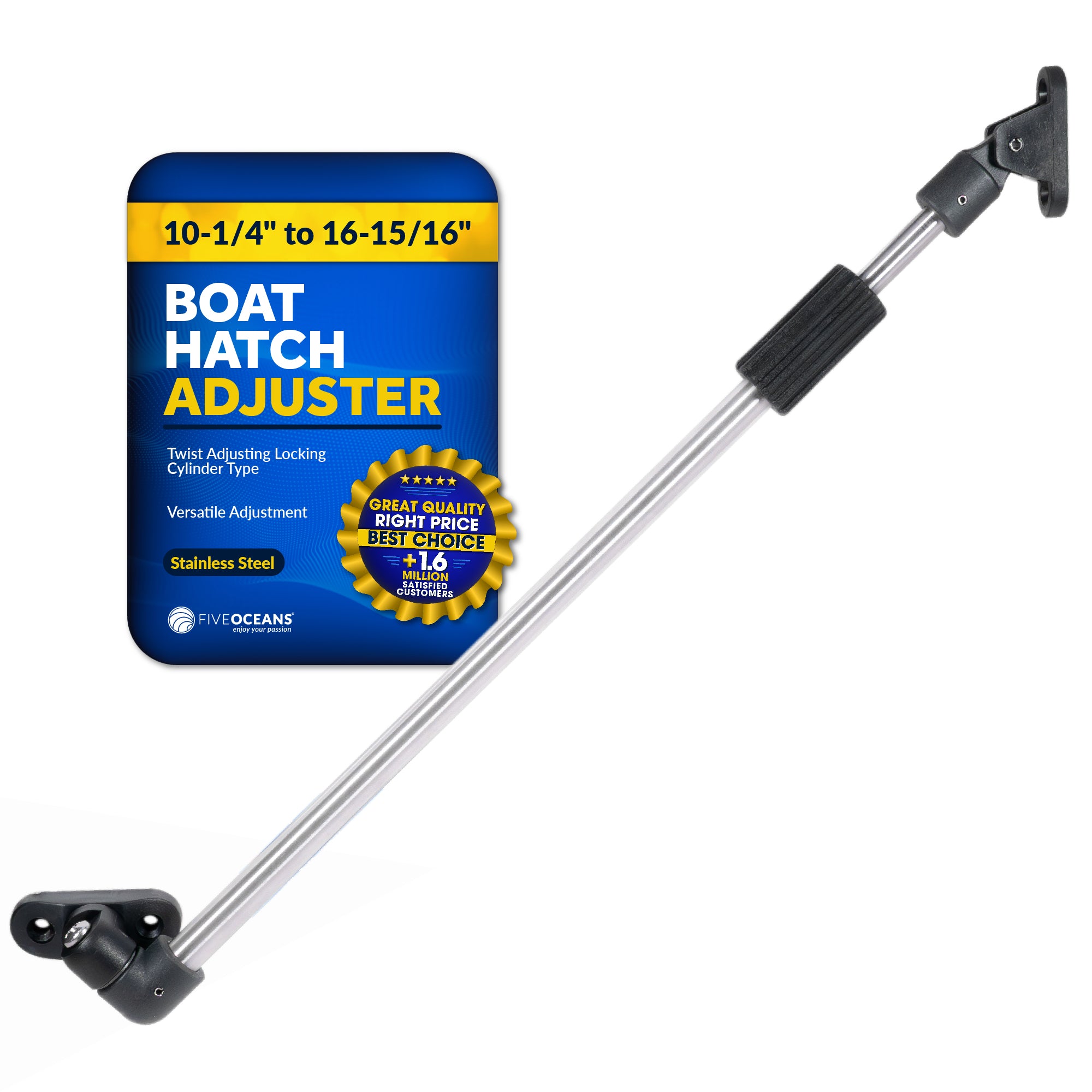 Hatch Adjuster 10-1/4" (260mm) to 16-15/16" (430mm), Tube Diameter 1/2" (13mm), Stainless Steel - FO4802 - Five Oceans