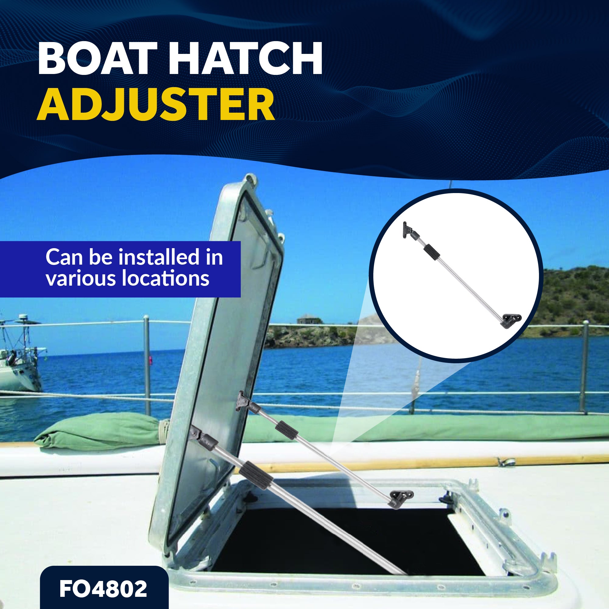 Stainless Steel Boat Hatch Lid Support, 10-1/4" to 16-15/16" ((260mm-430mm),  1/2" (13mm) Tube Diameter - FO4802 - Five Oceans