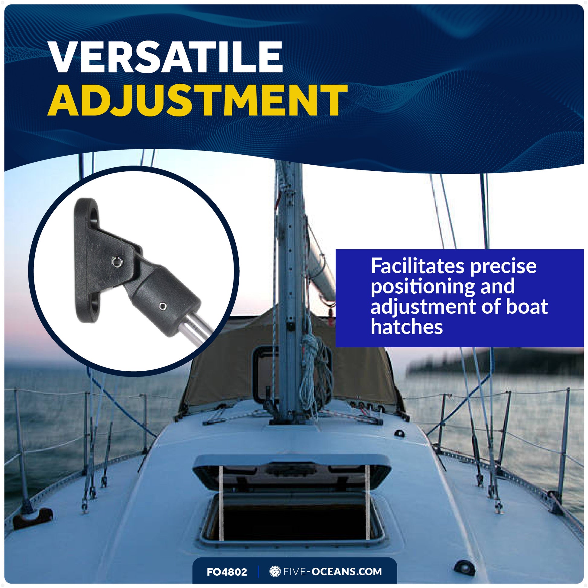 Stainless Steel Boat Hatch Lid Support, 10-1/4" to 16-15/16" ((260mm-430mm),  1/2" (13mm) Tube Diameter - FO4802 - Five Oceans