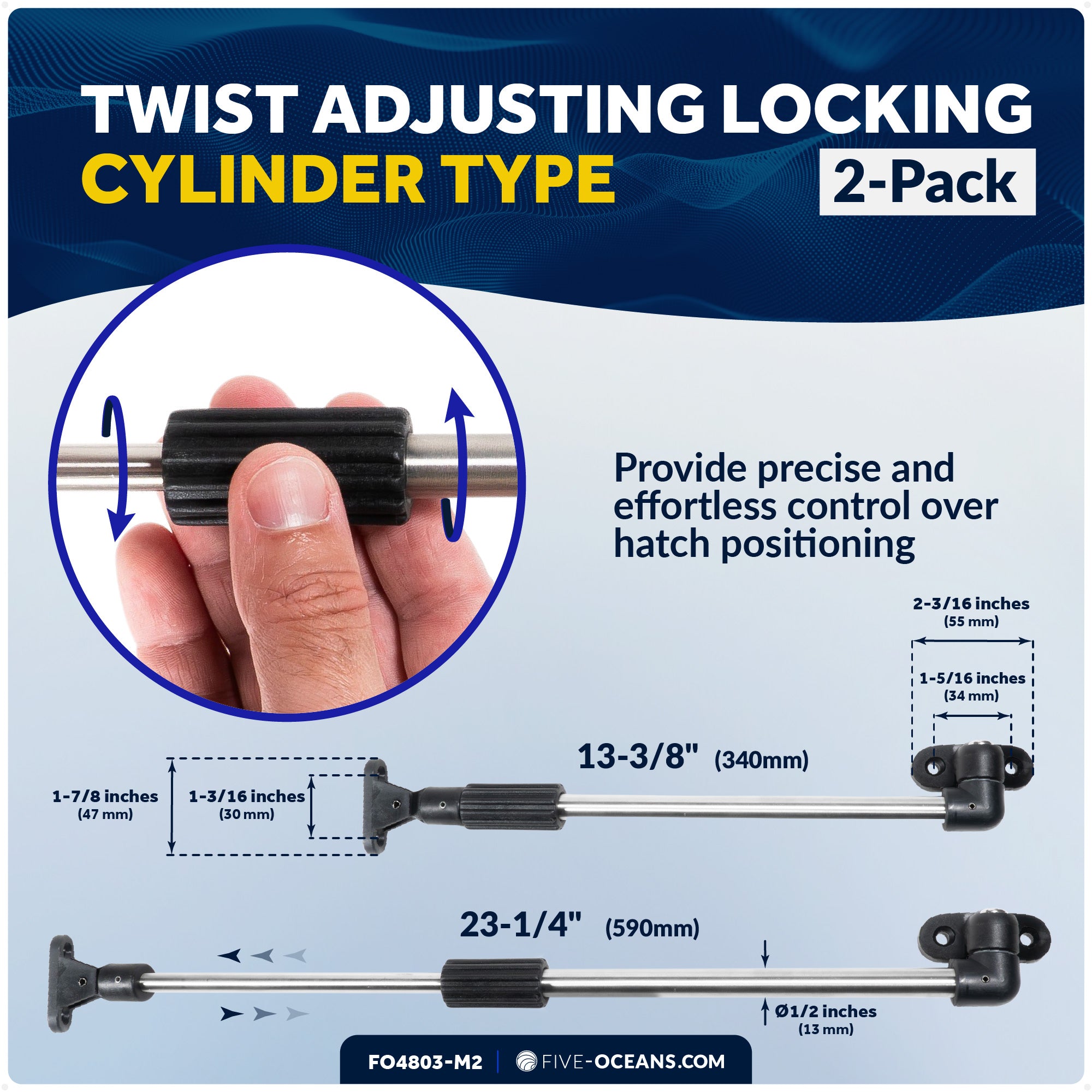 Hatch Lid Support, Extends 13-3/8" to 23-1/4", 2-Pack - FO4803-M2