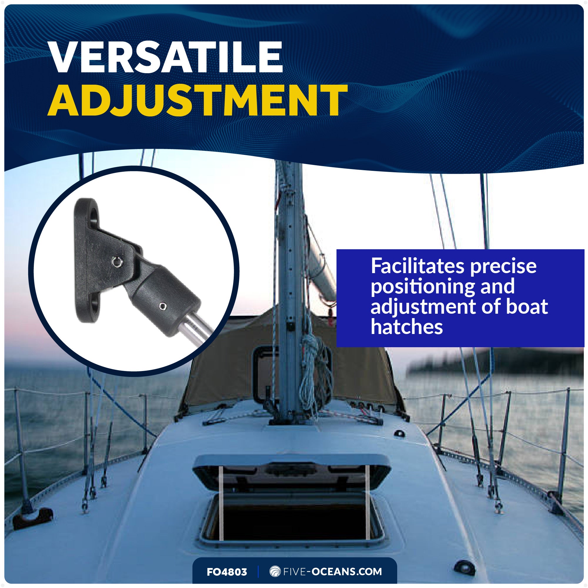 Stainless Steel Boat Hatch Lid Support, 13-3/8" to 23-1/4" (340mm-590mm), 1/2" (13mm) Tube Diameter - FO4803 - Five Oceans