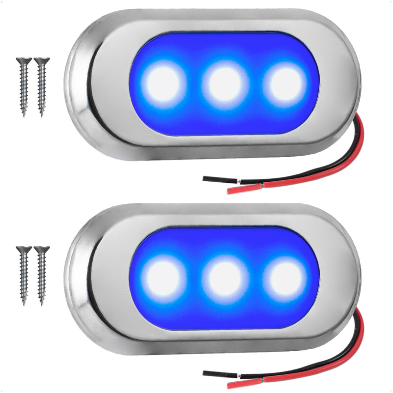 LED Surface-Mount Ultra-Flat Courtesy Light – Oculus Style, Blue, 12V, 2-Pack