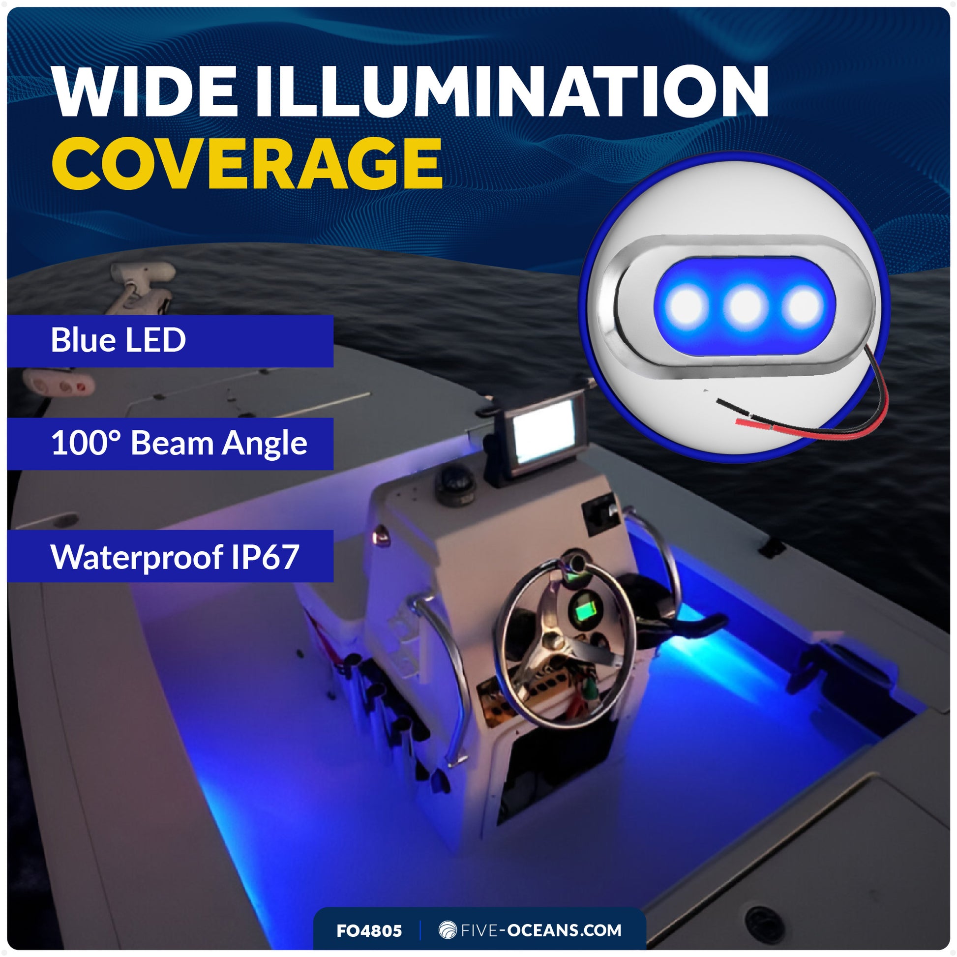 Ultra-Flat Courtesy Light - Oculus Style, Blue - FO4805 - Five Oceans