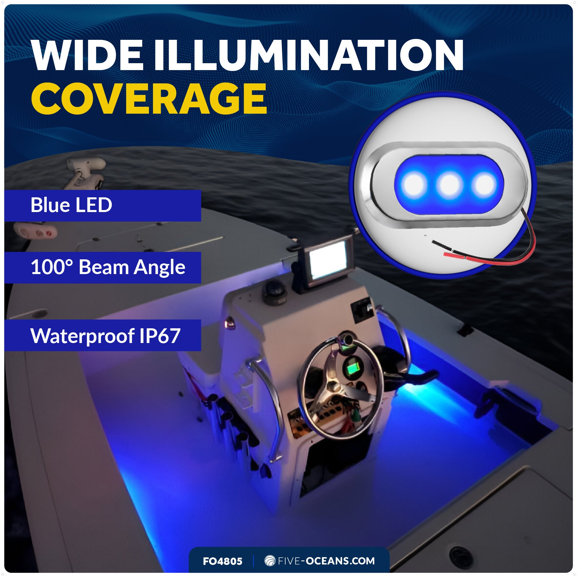 Ultra-Flat Courtesy Light - Oculus Style, Blue - FO4805