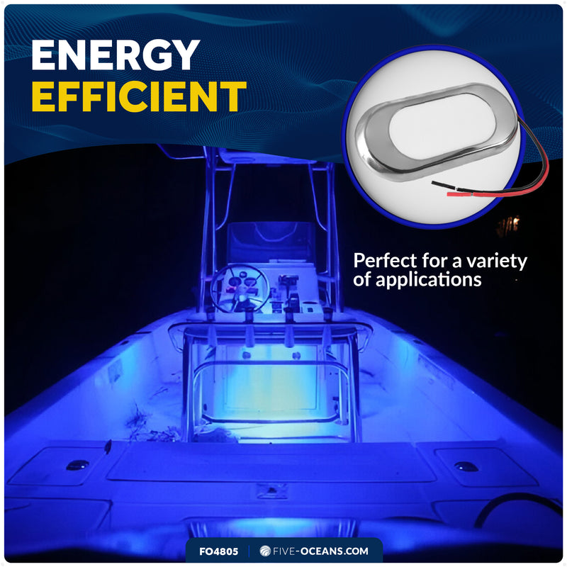LED Surface-Mount Ultra-Flat Courtesy Light - Oculus Style, Blue, 12V - FO4805 - Five Oceans