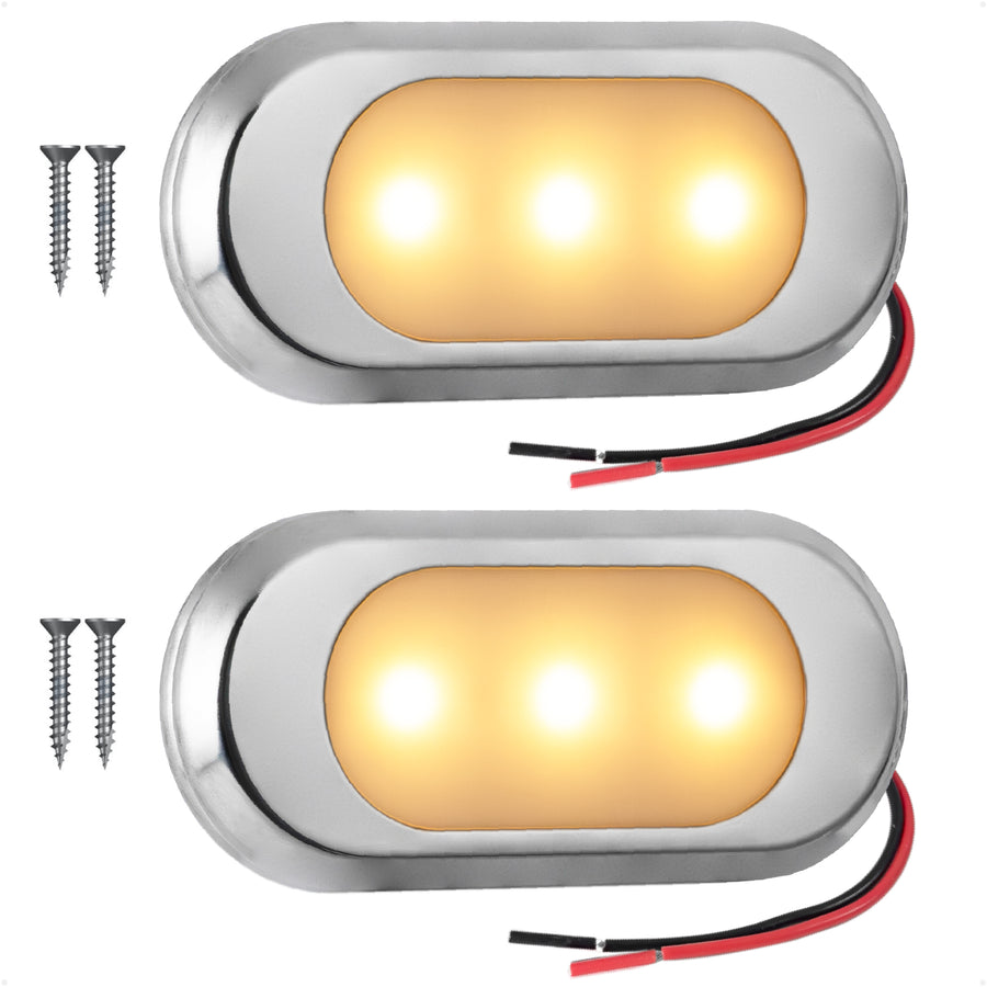LED Surface-Mount Ultra-Flat Courtesy Light – Oculus Style, Warm White, 12V, 2-Pack
