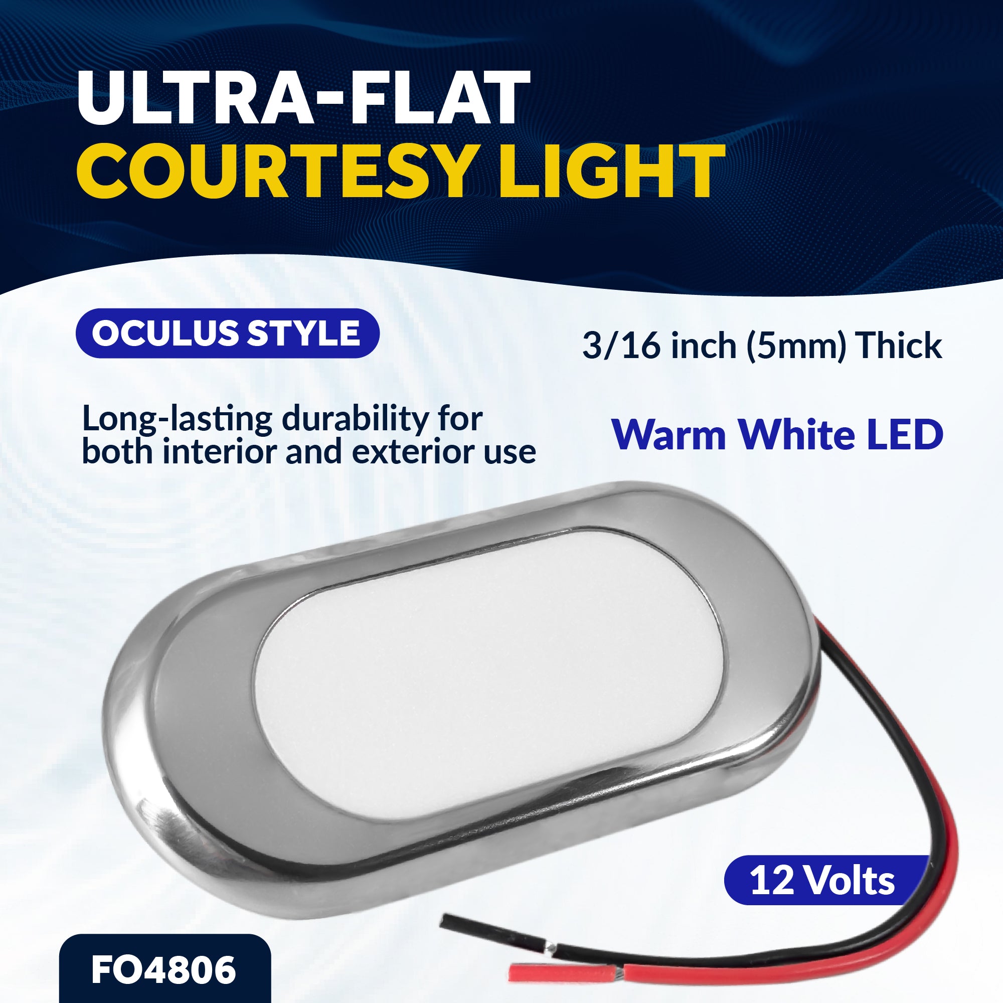 Ultra-Flat Courtesy Light - Oculus Style, Warm White - FO4806 - Five Oceans