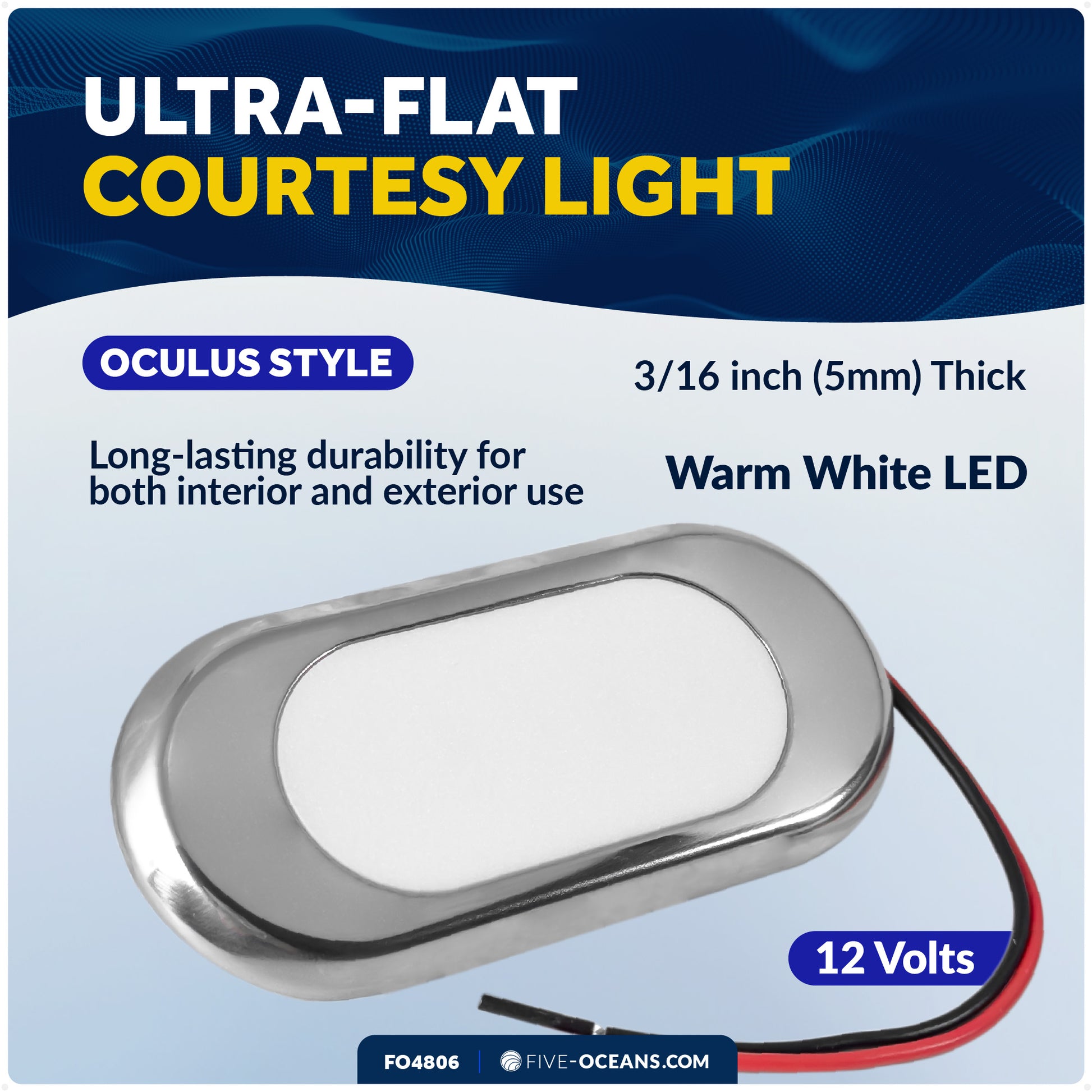 Ultra-Flat Courtesy Light - Oculus Style, Warm White - FO4806 - Five Oceans