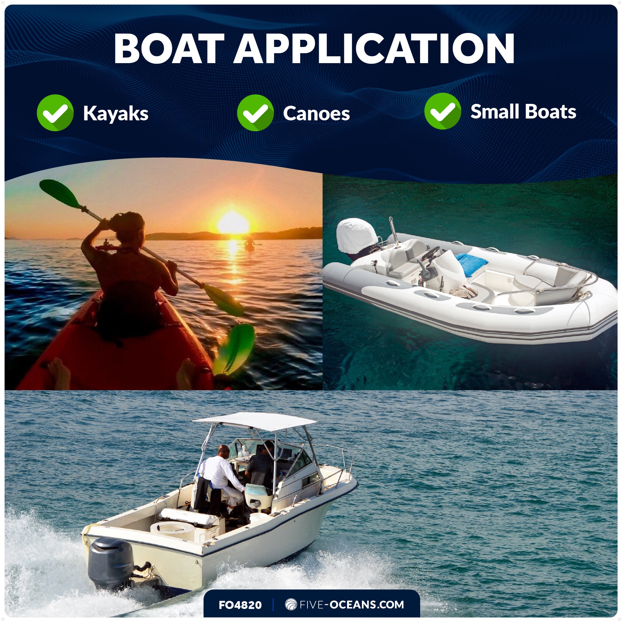 LED Portable Bi-Color Boat Navigation Light, Rail Mount, IP67 Waterproof, Battery-Powered - FO4820 - Five Oceans