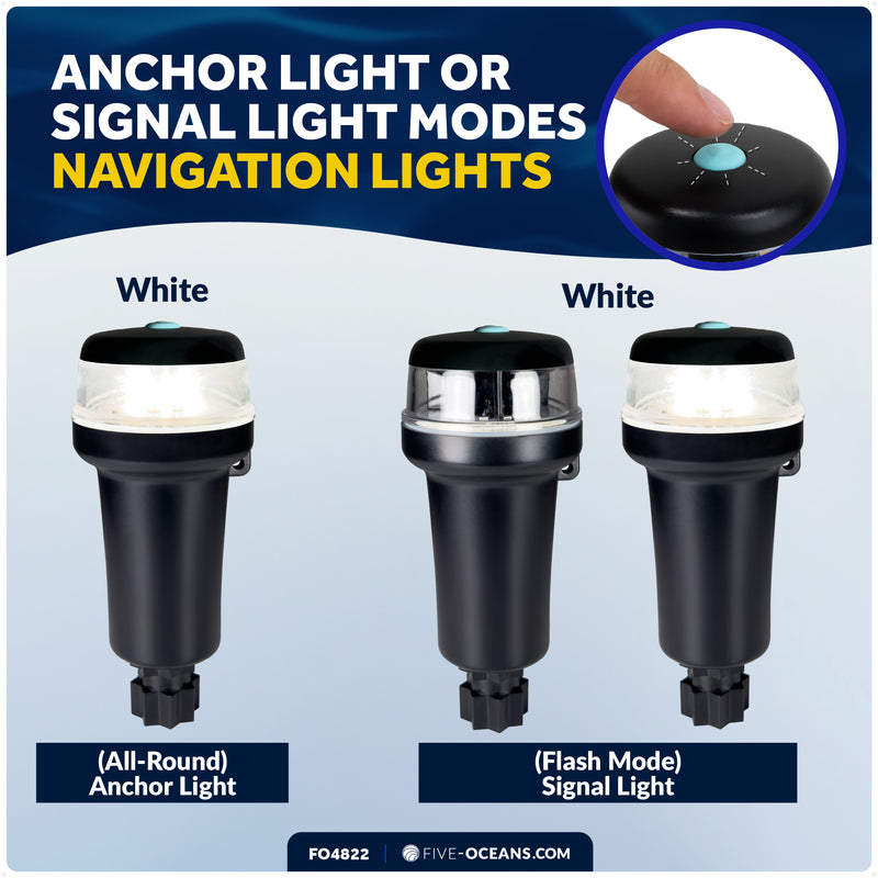 LED Anchor Navigation Light, Rail Mount, Battery-Powered - 2NM