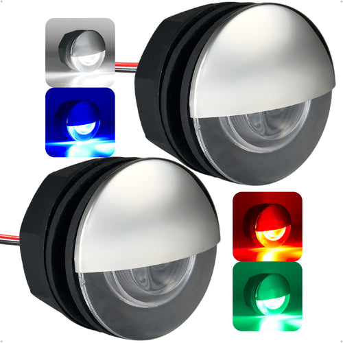 2" RGBW LED Thru-Hull Courtesy Light with Internal Driver, Stainless Steel Cap, 12V, 2-Pack
