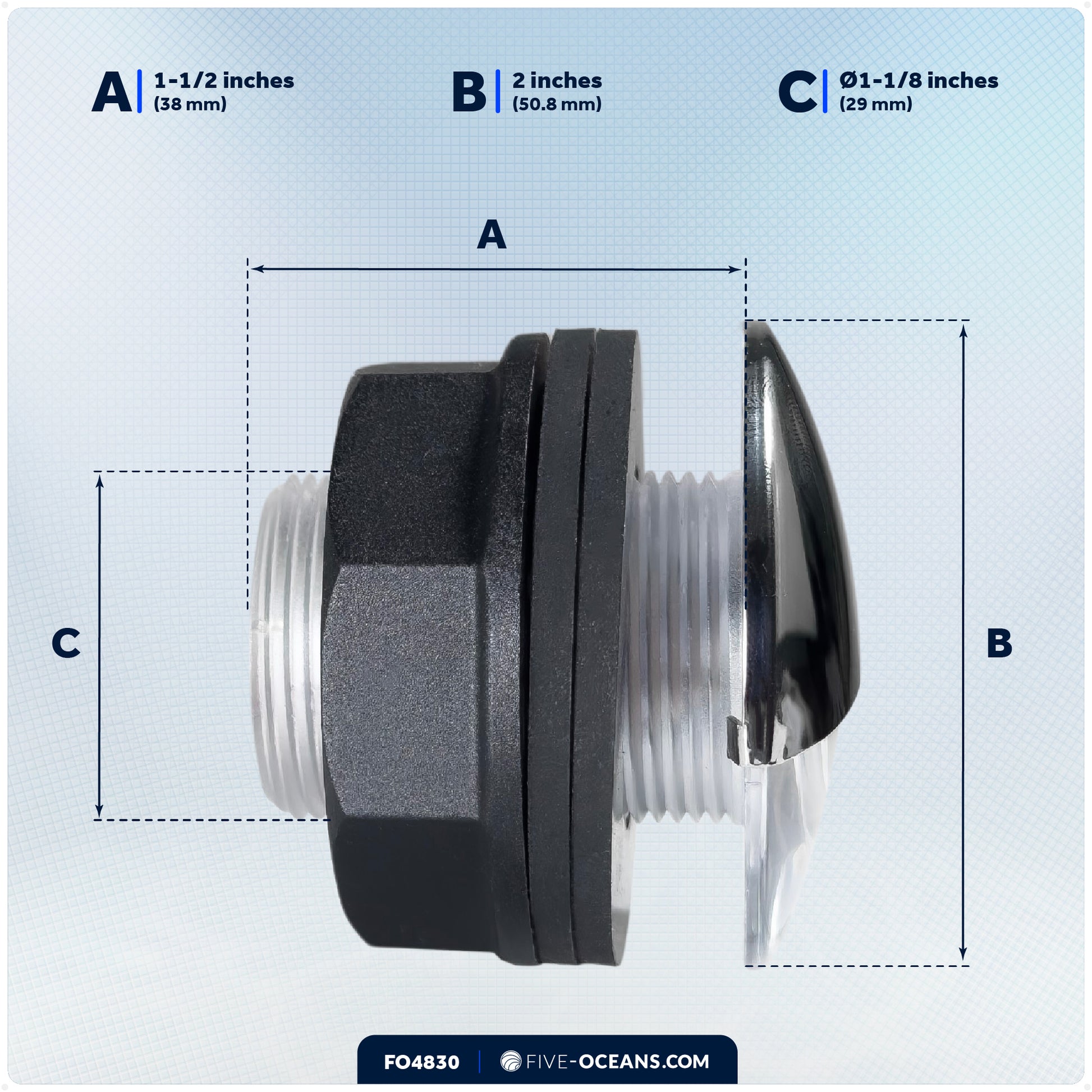 2" RGBW LED Thru-Hull Courtesy Light with Internal Driver, Stainless Steel Cap, 12V, 2-Pack - FO4830 - Five Oceans