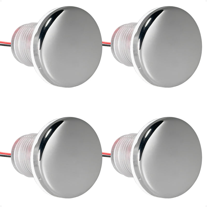 1-5/16" Round LED Thru-Hull Livewell / Courtesy Light, Warm White 16LM, 12V, 4-Pack - FO4832 - Five Oceans