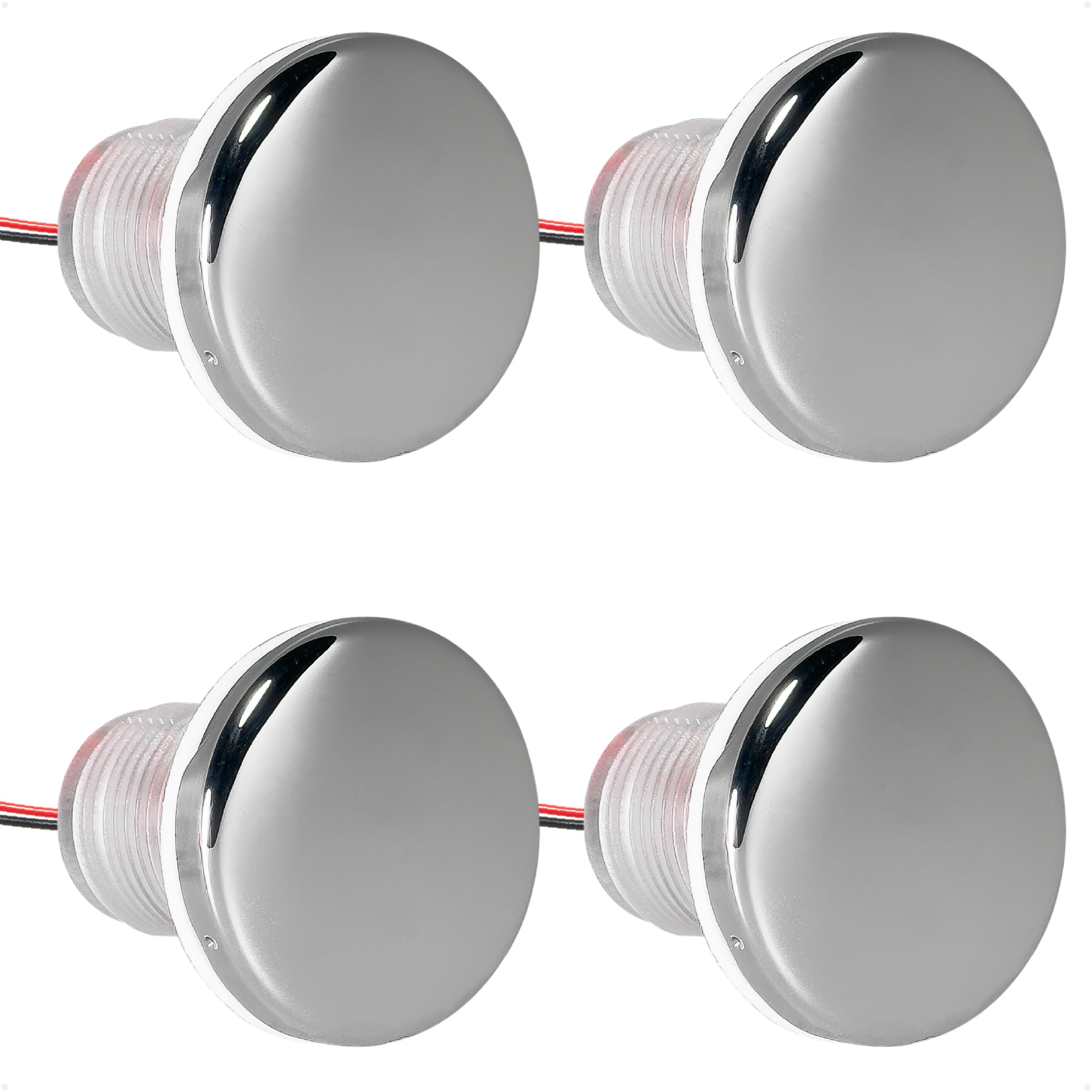 1-5/16" Round LED Thru-Hull Livewell / Courtesy Light, Blue 3LM, 12V, 4-Pack - FO4834 - Five Oceans