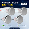 1-5/16" Round LED Thru-Hull Livewell / Courtesy Light, Blue 3LM, 12V, 4-Pack - FO4834 - Five Oceans
