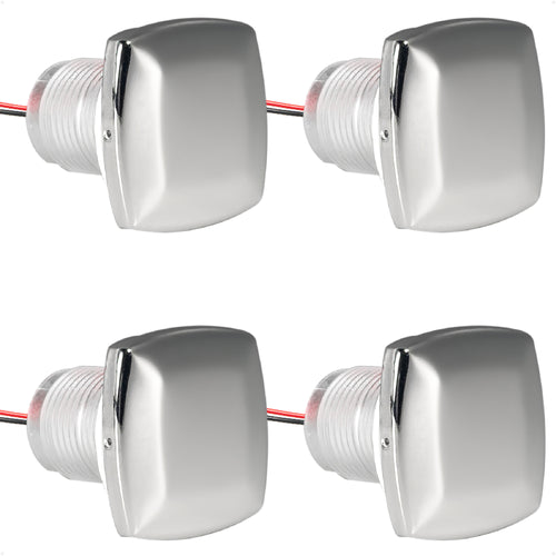 1-5/16" Square LED Thru-Hull Livewell / Courtesy Light, Warm White 16LM, 12V, 4-Pack