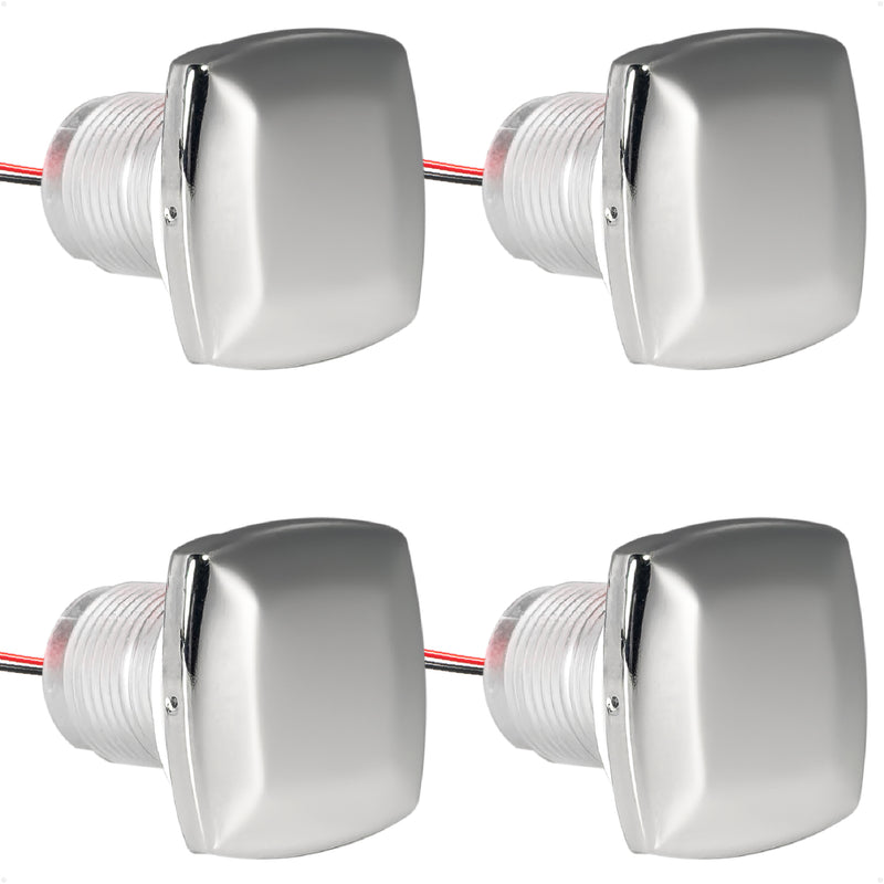 1-5/16" Square LED Thru-Hull Livewell / Courtesy Light, Warm White 16LM, 12V, 4-Pack - FO4836 - Five Oceans