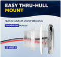 1-5/16" Square LED Thru-Hull Livewell / Courtesy Light, 12V, 4-Pack - Five Oceans