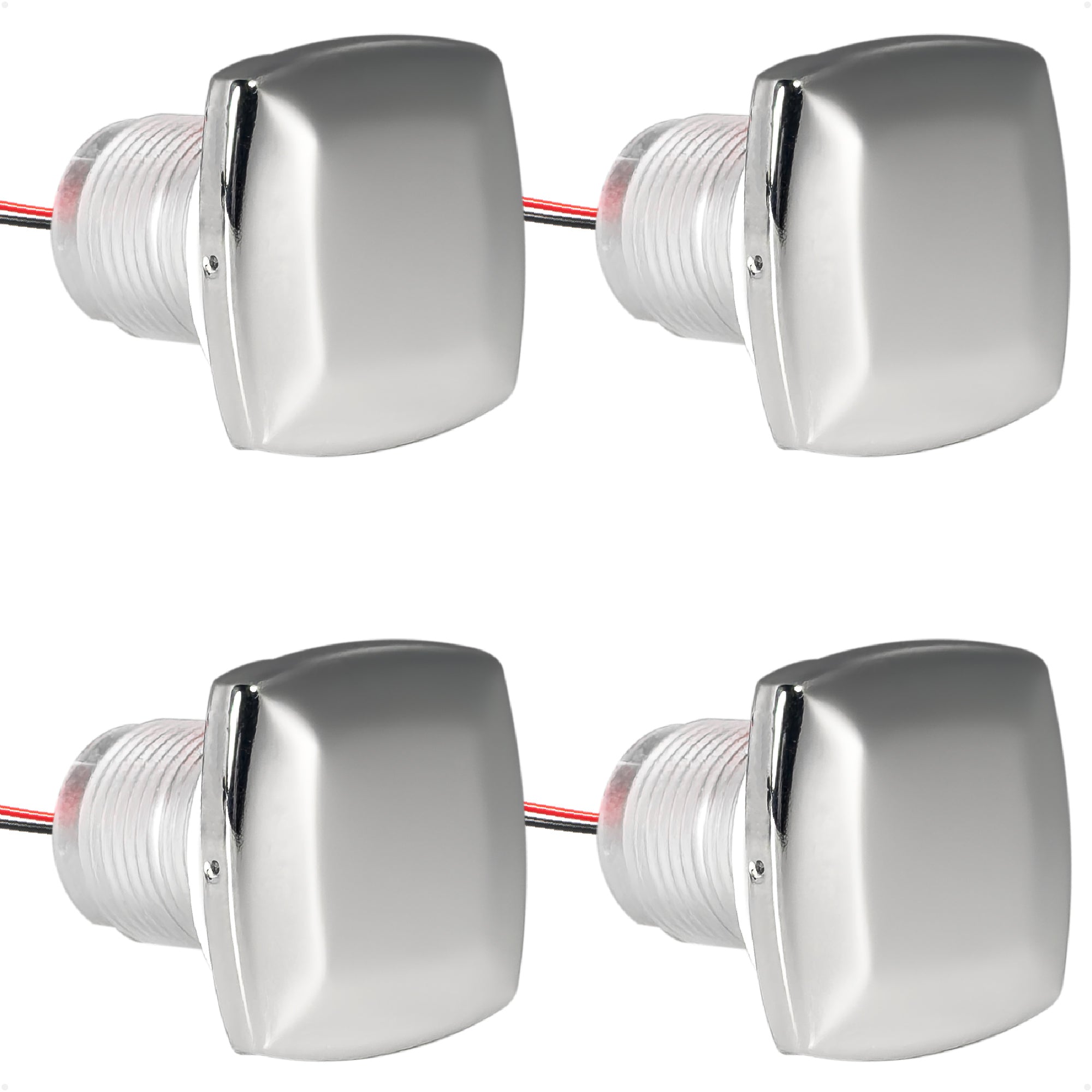 1-5/16" Square LED Thru-Hull Livewell / Courtesy Light, Blue 3LM, 12V, 4-Pack - FO4838 - Five Oceans