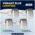 1-5/16" Square LED Thru-Hull Livewell / Courtesy Light, Blue 3LM, 12V, 4-Pack - FO4838 - Five Oceans