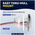 1-5/16" Square LED Thru-Hull Livewell / Courtesy Light, Blue 3LM, 12V, 4-Pack - FO4838 - Five Oceans