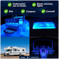 1-5/16" Square LED Thru-Hull Livewell / Courtesy Light, Blue 3LM, 12V, 4-Pack - FO4838 - Five Oceans