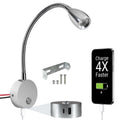 LED Reading Light with USB-A/C Charging Port, Warm White, Touch Dimmer, Flexible Gooseneck, Aluminum Housing, 10-30V - FO4840 - Five Oceans