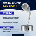 LED Reading Light with USB-A/C Charging Port, Warm White, Touch Dimmer, Flexible Gooseneck, Aluminum Housing, 10-30V - FO4840 - Five Oceans