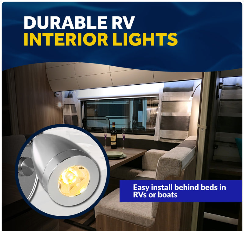 LED Reading Light with USB-C, Touch Dimmer, Aluminum Housing, 200LM, 10-28V DC - Five Oceans