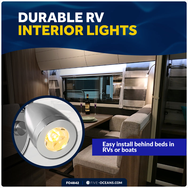 LED Reading Light with USB-C Charging Port, Warm White, Touch Dimmer, Aluminum Housing, 200 LM, 10-30V - FO4842 - Five Oceans