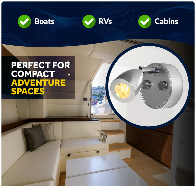 LED Reading Light with USB-C, Touch Dimmer, Aluminum Housing, 200LM, 10-28V DC - Five Oceans