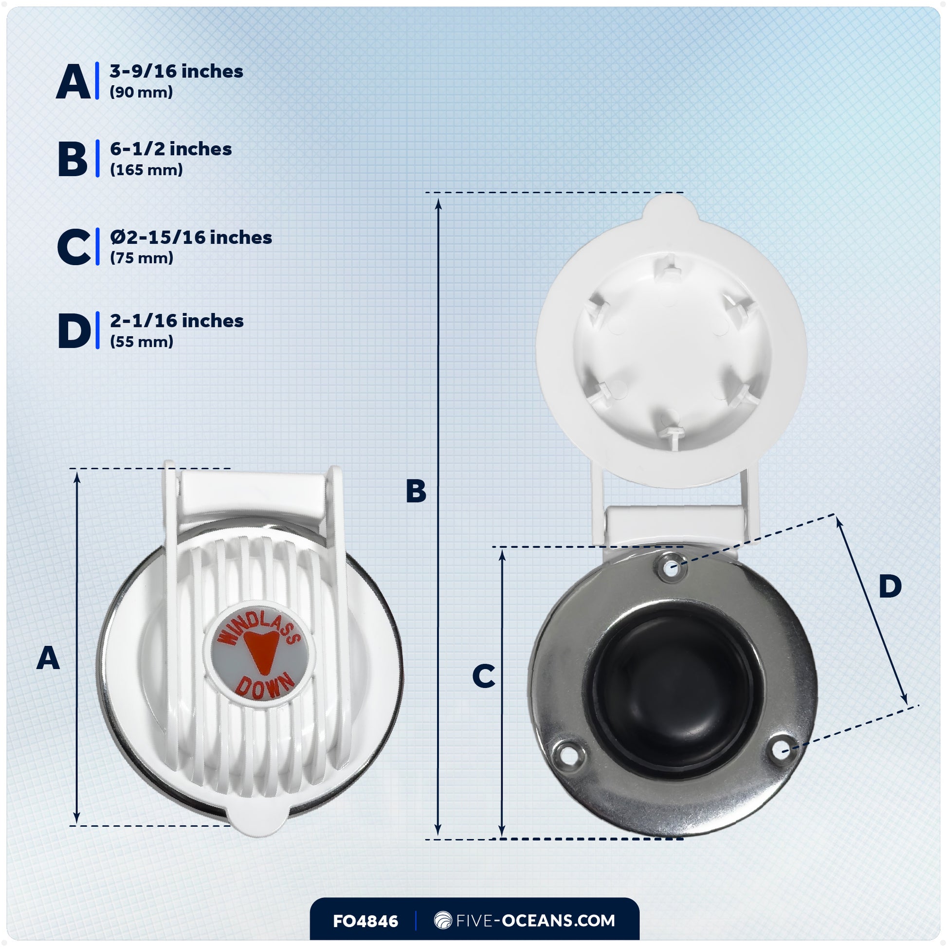 Up/Down Windlass Foot Switch, 5A, 12-24V DC - FO4846 - Five Oceans