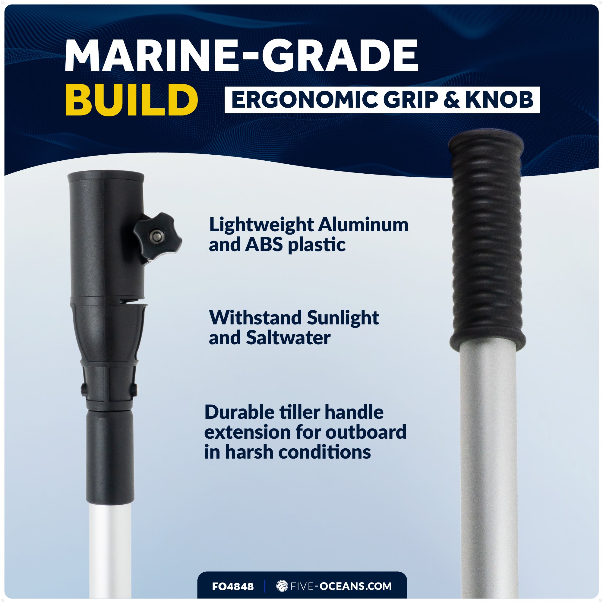 Tiller Extension Handle, 30" Fixed Length - FO4848 - Five Oceans