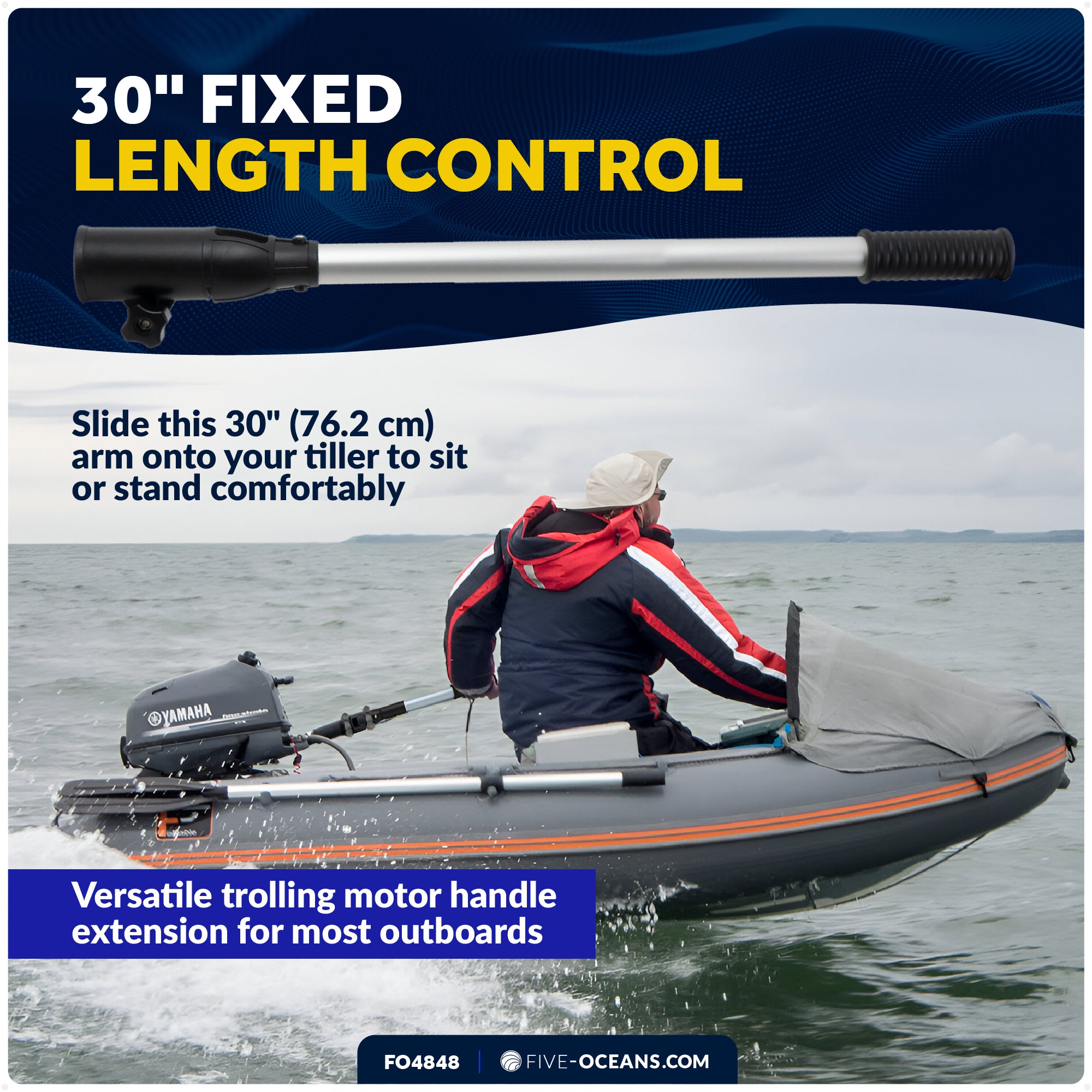 Outboard Tiller Handle Extension, 30-Inch Fixed Length - FO4848 - Five Oceans